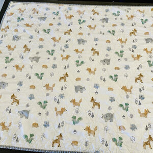 Adorable Handmade Baby Quilt Woodland Animals Nursery Blanket 38” x 32”